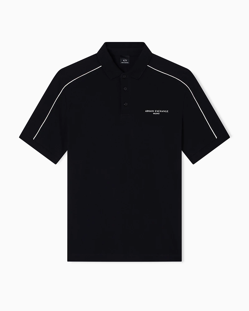 Armani Exchange - Contrasting piping pique polo shirt, Man, Black, Size: