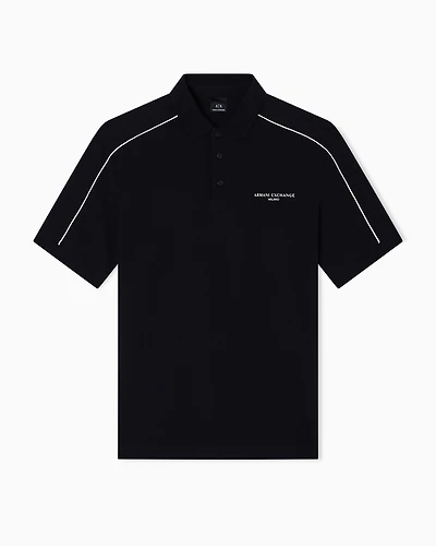 Armani Exchange - Contrasting piping pique polo shirt, Man, Black, Size: