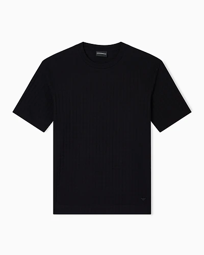 Emporio Armani - ASV jacquard jersey T-shirt, Man, Black, Size: