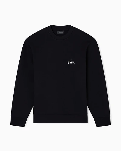 Emporio Armani - ASV jersey sweatshirt with super-embossed EA embroidery, Man, Black, Size: