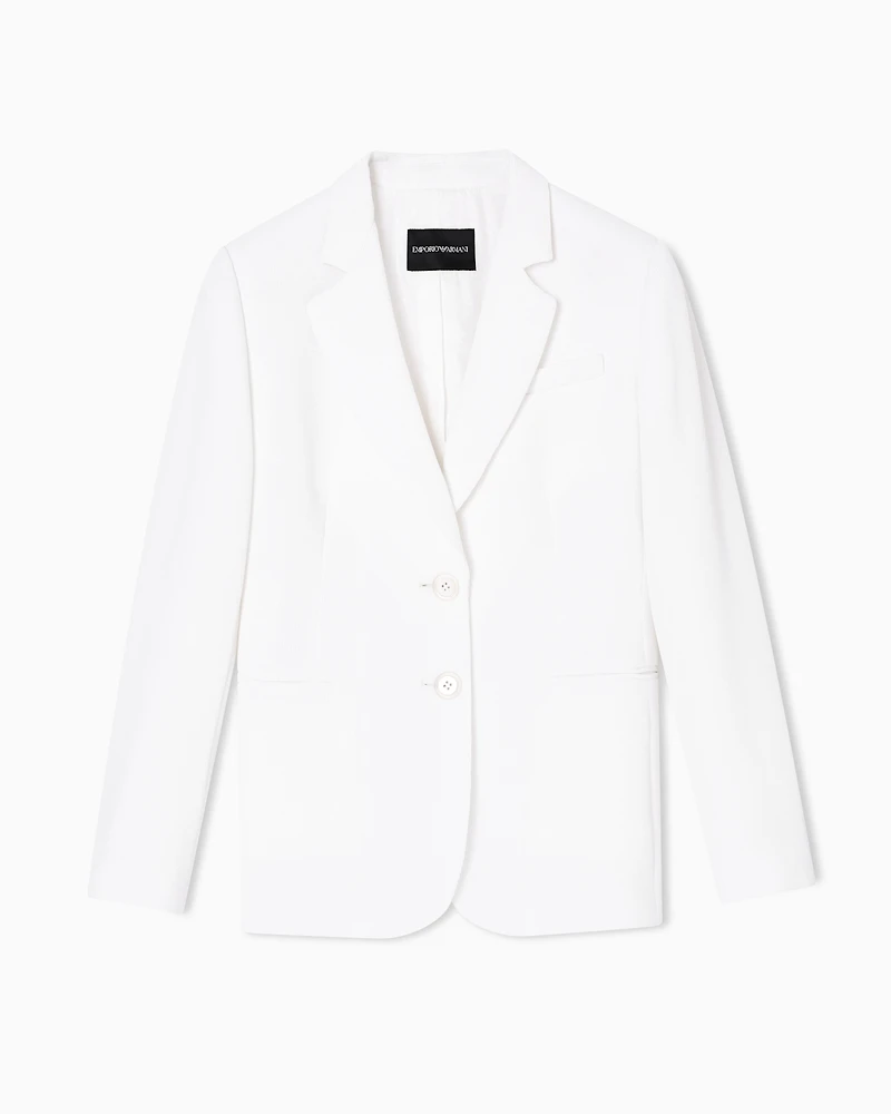 Emporio Armani - ASV single-breasted blazer waffle weave technical fabric, Woman, White, Size: