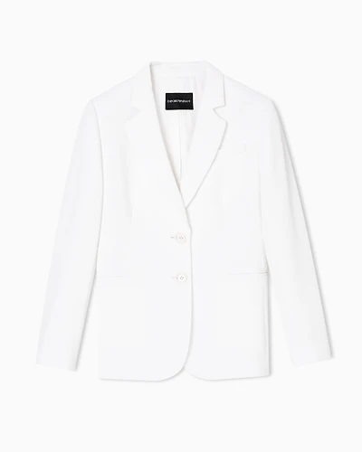 Emporio Armani - ASV single-breasted blazer waffle weave technical fabric, Woman, White, Size: