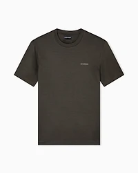 Emporio Armani - ASV Lyocell blend jersey T-shirt with micro logo lettering, Man, Green, Size: