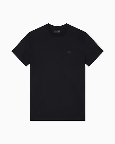 Emporio Armani - Supima jersey T-shirt with micro logo patch, Man, Black, Size: