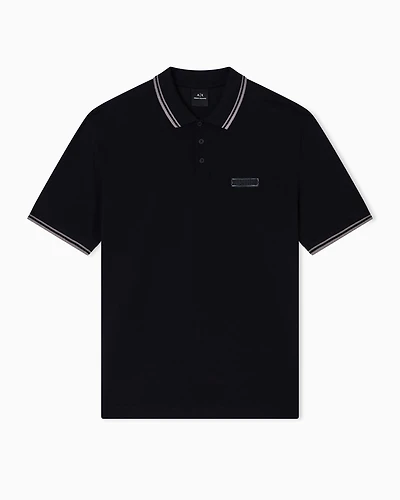 Contrasting piping pique polo shirt