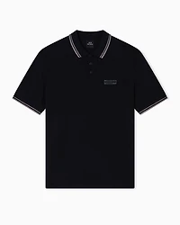 Contrasting piping pique polo shirt