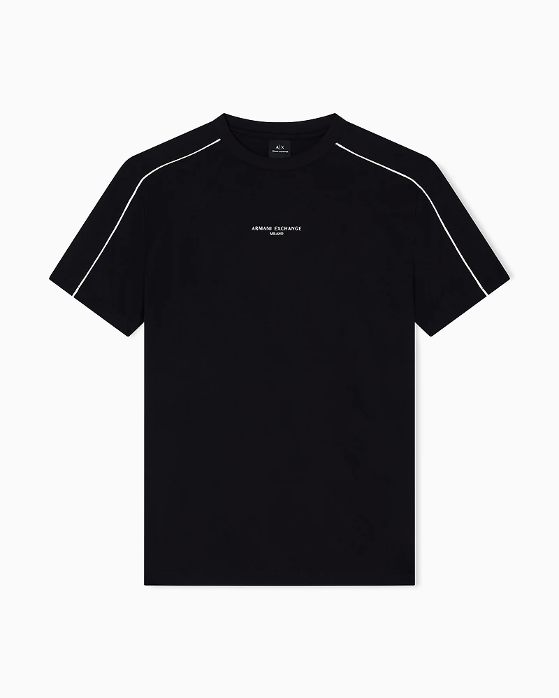 Armani Exchange - Regular fit T-shirt with contrasting piping, Man, Black, Size: