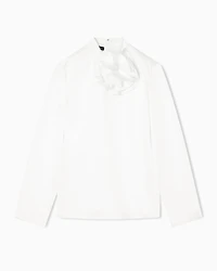 Emporio Armani - Blouse with satin flower detail, Woman, White, Size: