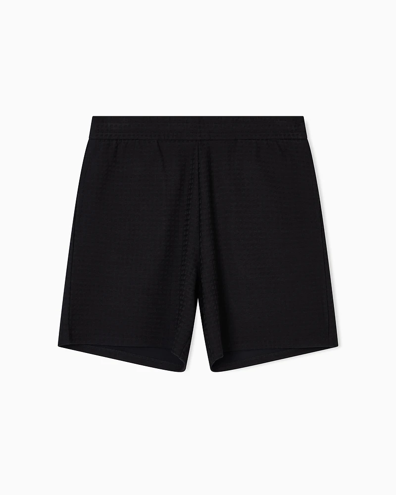 Emporio Armani - ASV Lyocell-blend jacquard jersey Bermuda shorts, Man, Black, Size: