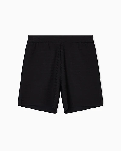 Emporio Armani - ASV Lyocell-blend jacquard jersey Bermuda shorts, Man, Black, Size: