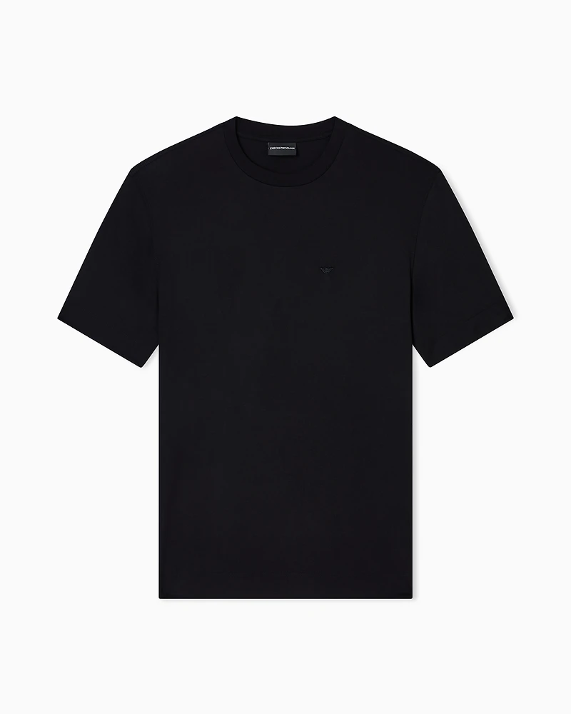 Emporio Armani - Modal jersey T-shirt with micro eagle embroidery, Man, Black, Size: