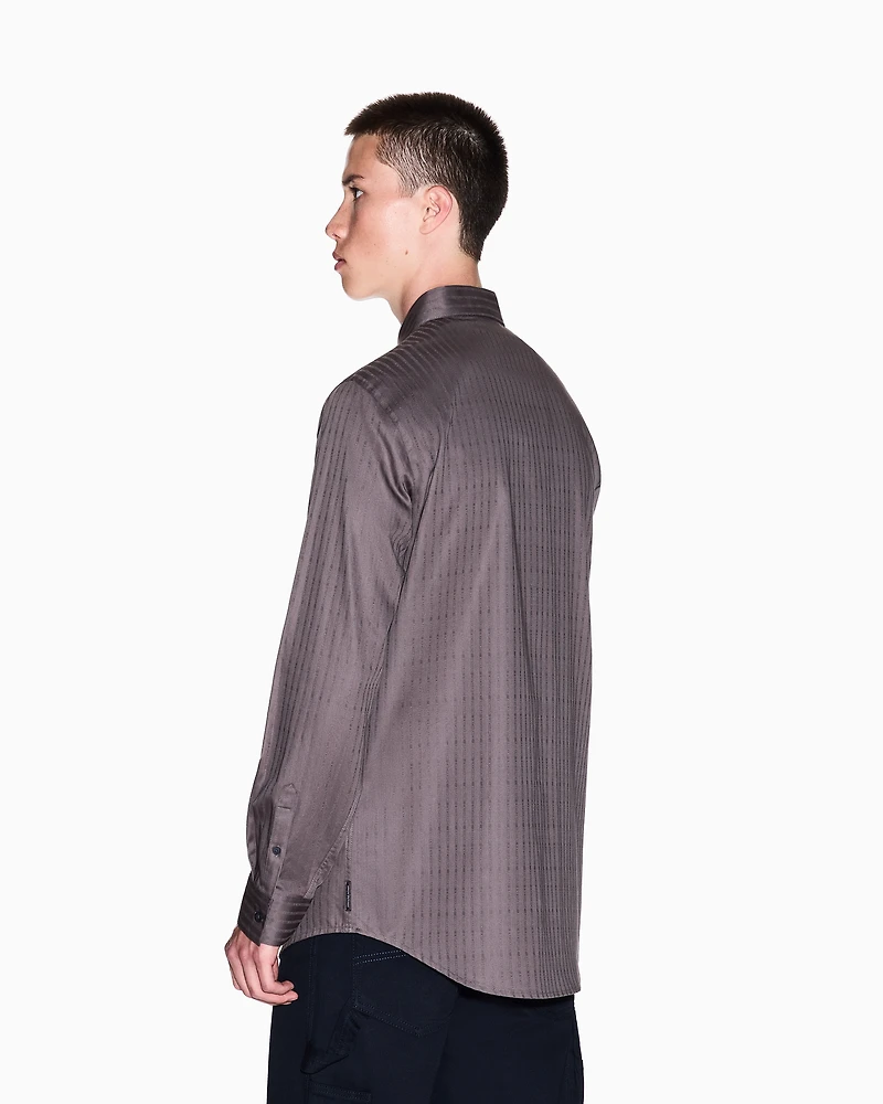 Armani Exchange - Regular fit jacquard cotton shirt, Man, Grey, Size: