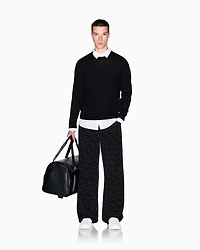 Armani Exchange - Wool blend crew neck sweater, Man, Black, Size: