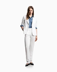 Emporio Armani - ASV single-breasted blazer waffle weave technical fabric, Woman, White, Size: