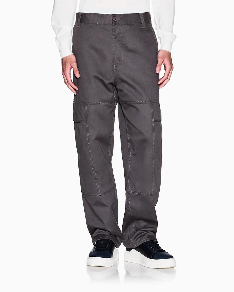Armani Exchange - Cotton twill cargo pants, Man, Grey, Size: