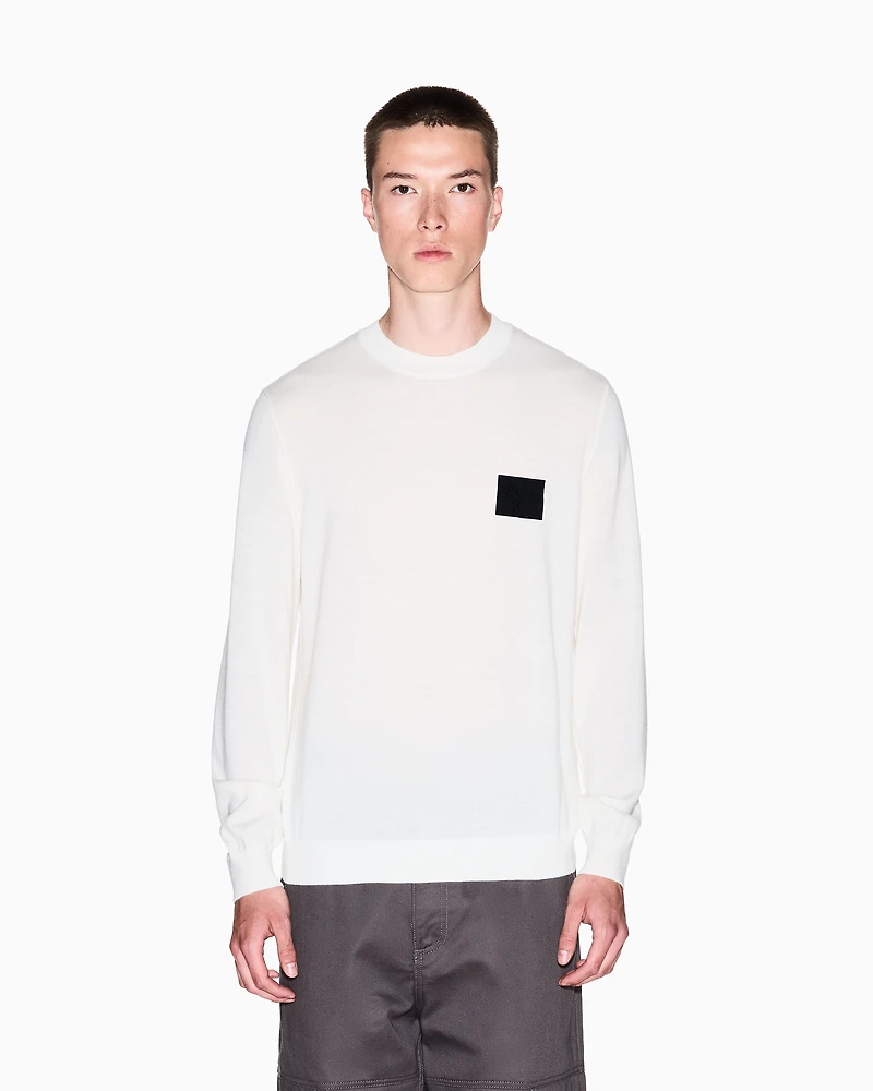 Armani Exchange - Crew neck sweater with patch, Man, White, Size: