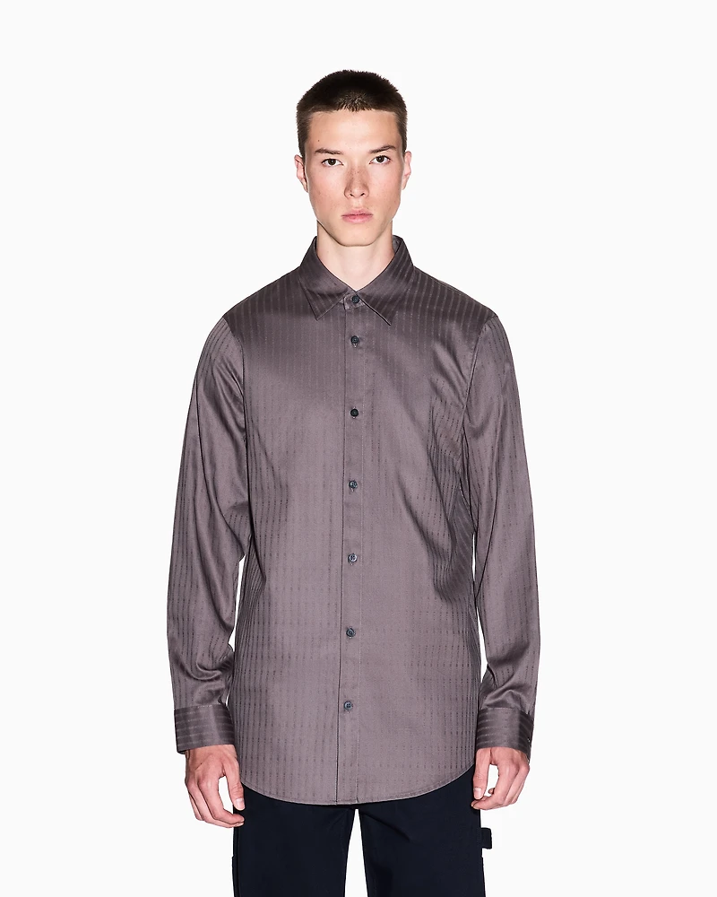Armani Exchange - Regular fit jacquard cotton shirt, Man, Grey, Size: