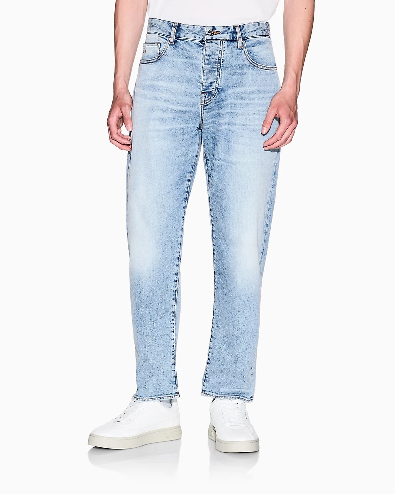 Armani Exchange - Tapered fit jeans stretch denim, Man, Blue, Size: