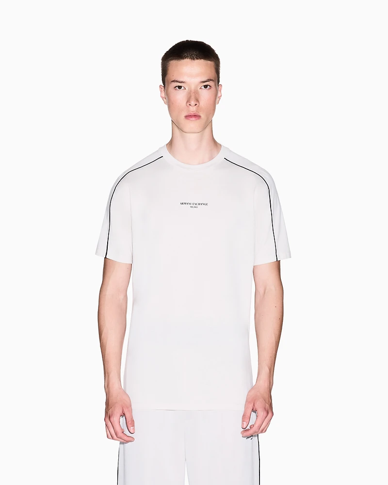 Armani Exchange - Regular fit T-shirt with contrasting piping, Man, White, Size: