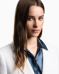 Emporio Armani - ASV single-breasted blazer waffle weave technical fabric, Woman, White, Size: