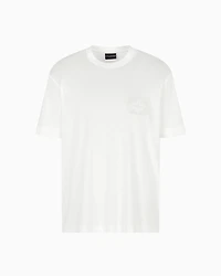 Emporio Armani - ASV Lyocell T-shirt with dome-embossed eagle logo, Man, White, Size: