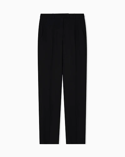 Emporio Armani - ASV waffle weave technical fabric trousers, Woman, Black, Size: