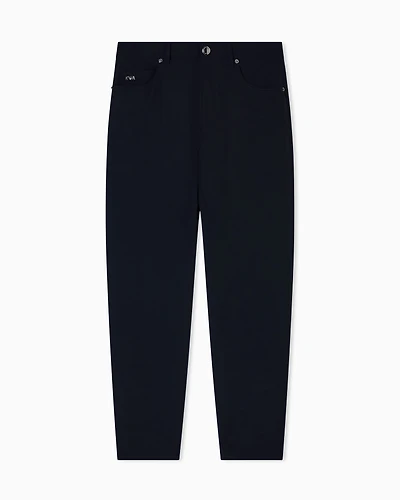 Emporio Armani - J05 regular-fit, stretch-nylon trousers, Man, Navy Blue, Size:
