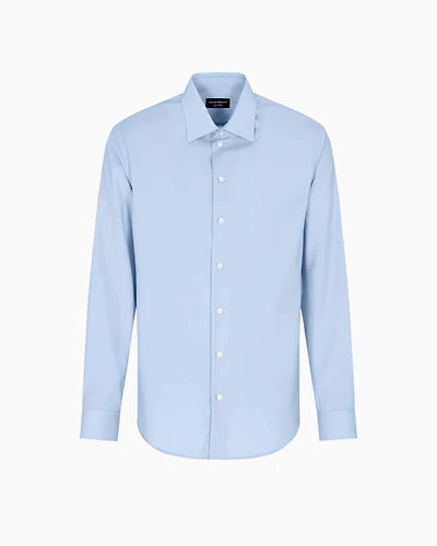 Emporio Armani - Icon shirt tropical Light wool canvas, Man, Blue, Size: