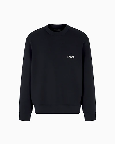Emporio Armani - ASV jersey sweatshirt with super-embossed EA embroidery, Man, Navy Blue, Size: