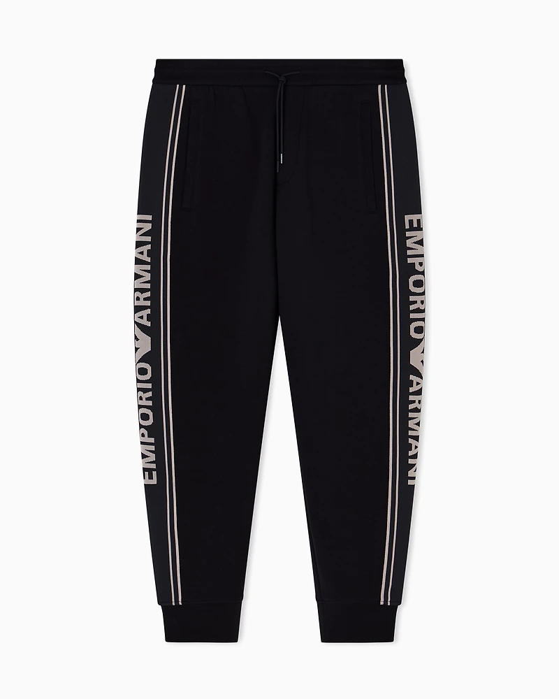 Emporio Armani - ASV double-jersey joggers with logo stripes, Man, Black, Size: