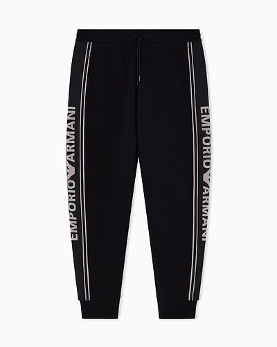 Emporio Armani - ASV double-jersey joggers with logo stripes, Man, Black, Size: