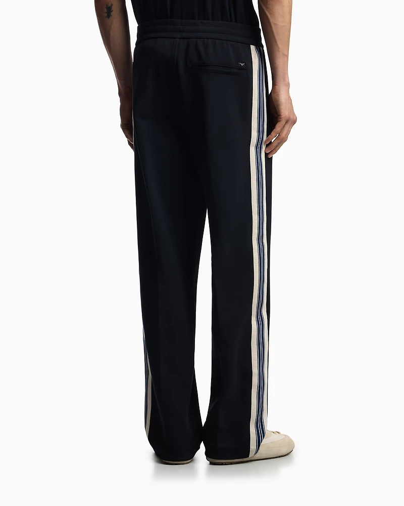 Emporio Armani - ASV jersey trousers with elasticated waist and contrasting bands, Man, Navy Blue, Size: