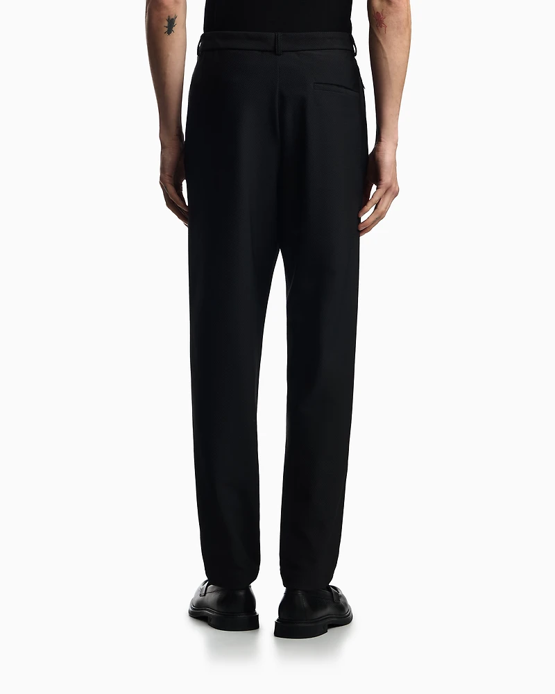 Emporio Armani - Technical jersey trousers with 3D-effect micro texture, Man, Black, Size: