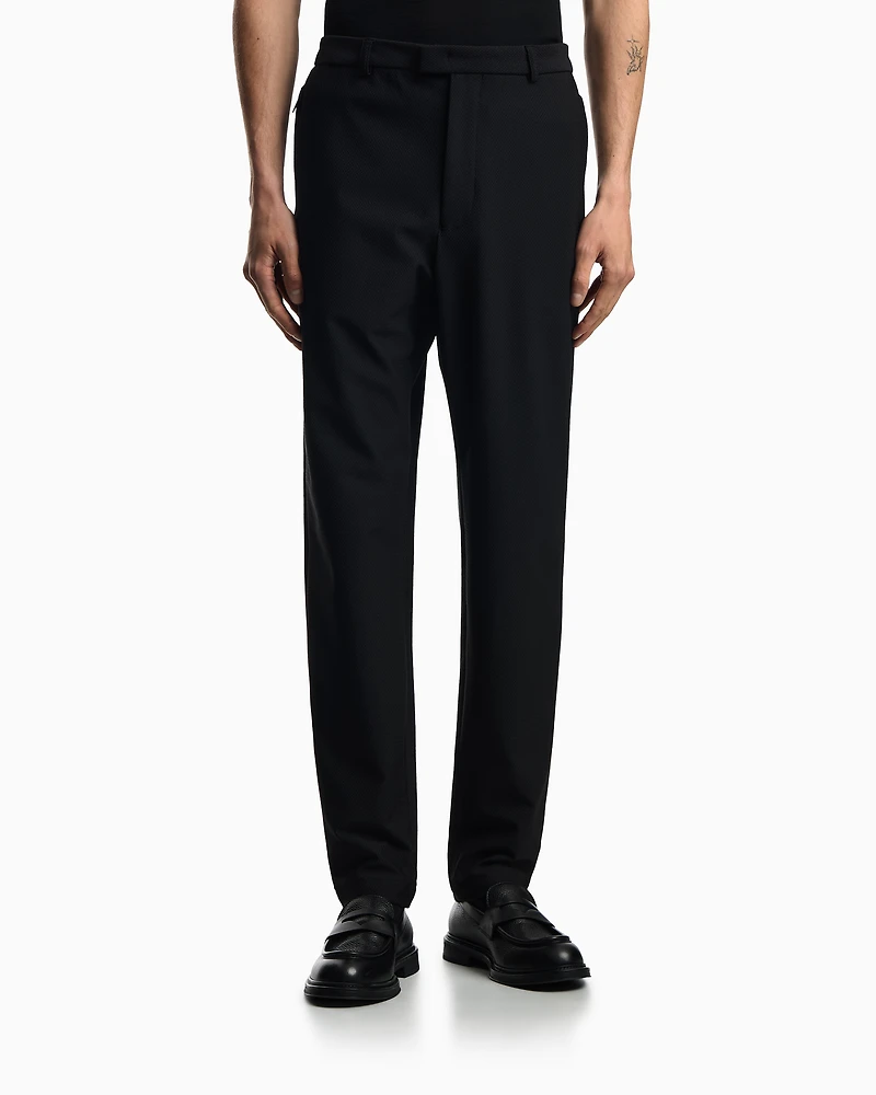 Emporio Armani - Technical jersey trousers with 3D-effect micro texture, Man, Black, Size: