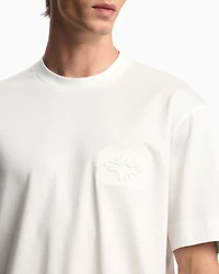 Emporio Armani - ASV Lyocell T-shirt with dome-embossed eagle logo, Man, White, Size: