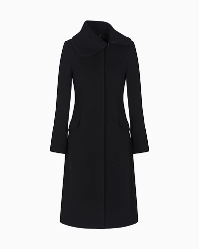Emporio Armani - Herringbone wool-blend coat, Woman, Black, Size:
