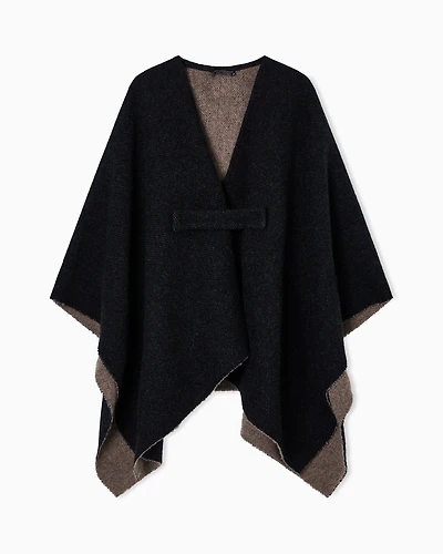 Emporio Armani - Double-sided wool cape, Woman, Black, Size: TU