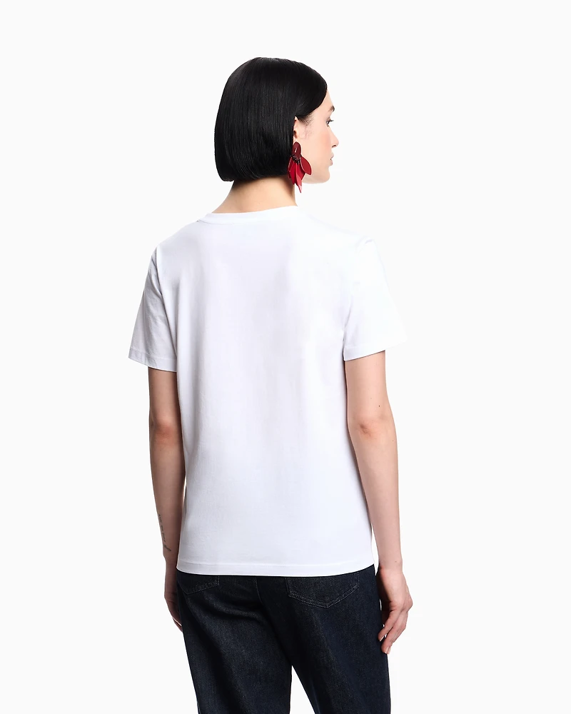 Emporio Armani - ASV jersey T-shirts with Ti amo print, Woman, White, Size:
