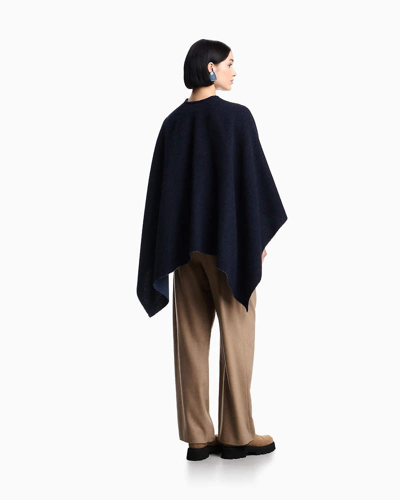 Emporio Armani - Double-sided wool cape, Woman, Beige, Size: TU