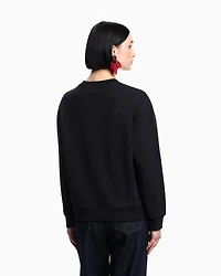 Emporio Armani - ASV French terry sweatshirt with Ti amo print, Woman, Navy_blue, Size: