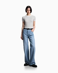 Emporio Armani - J7E Mid-rise straight-leg jeans yarn-dyed cotton drill, Woman, Light Blue, Size: