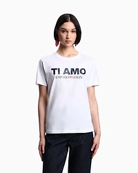 Emporio Armani - ASV jersey T-shirts with Ti amo print, Woman, White, Size:
