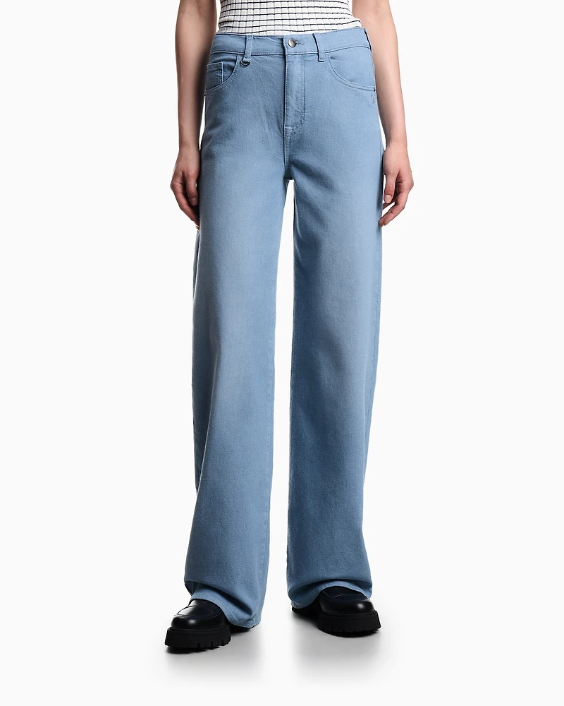Emporio Armani - J7E Mid-rise straight-leg jeans yarn-dyed cotton drill, Woman, Light Blue, Size: