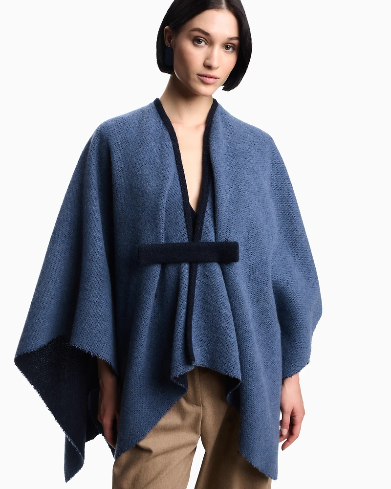 Emporio Armani - Double-sided wool cape, Woman, Beige, Size: TU