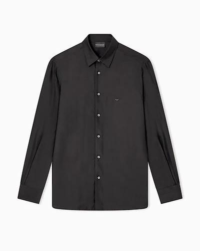 Emporio Armani - Silk-blend modal shirt, Man, Black, Size: