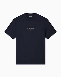 Emporio Armani - Lyocell blend jersey T-shirt with 3D-effect logo, Man, Navy Blue, Size: