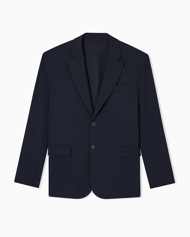 Emporio Armani - Travel Essentials nylon single-breasted blazer, Man, Navy Blue, Size: