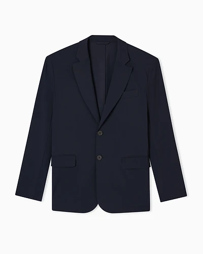 Emporio Armani - Travel Essentials nylon single-breasted blazer, Man, Navy Blue, Size: