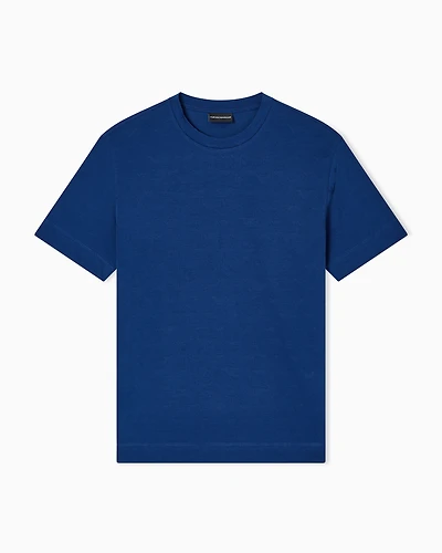 Emporio Armani - ASV jersey T-shirt with intarsia logo, Man, Blue, Size: