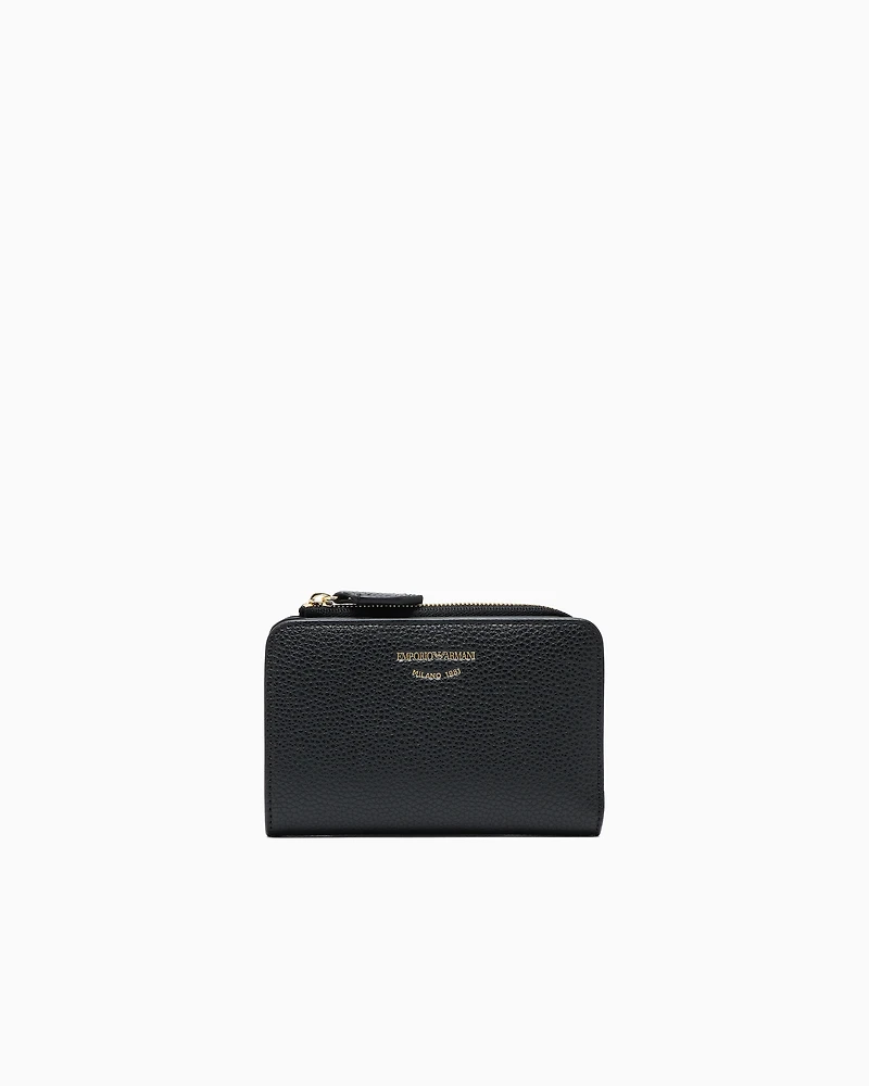 Emporio Armani - Deer-print MyEA wallet with coin purse, Woman, Black, Size: TU